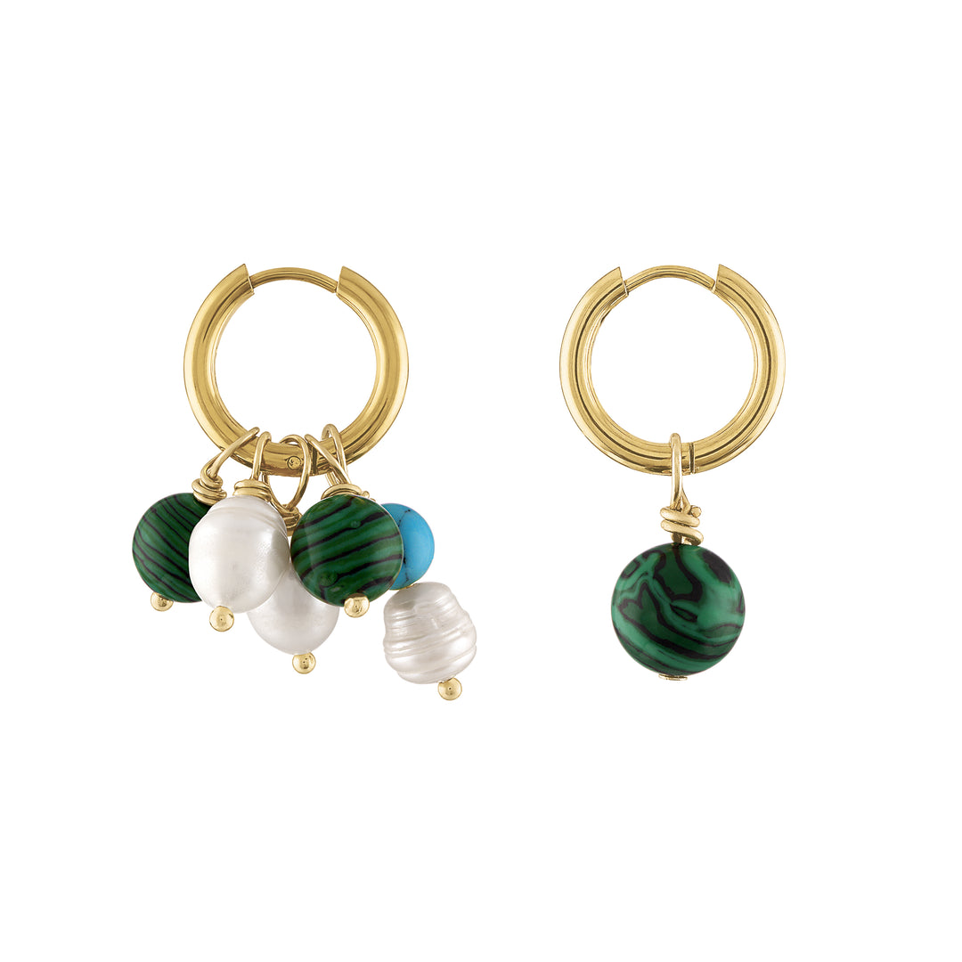 Olivia le tyra stone charm hoop earrings shown on gold hoops with removable charms