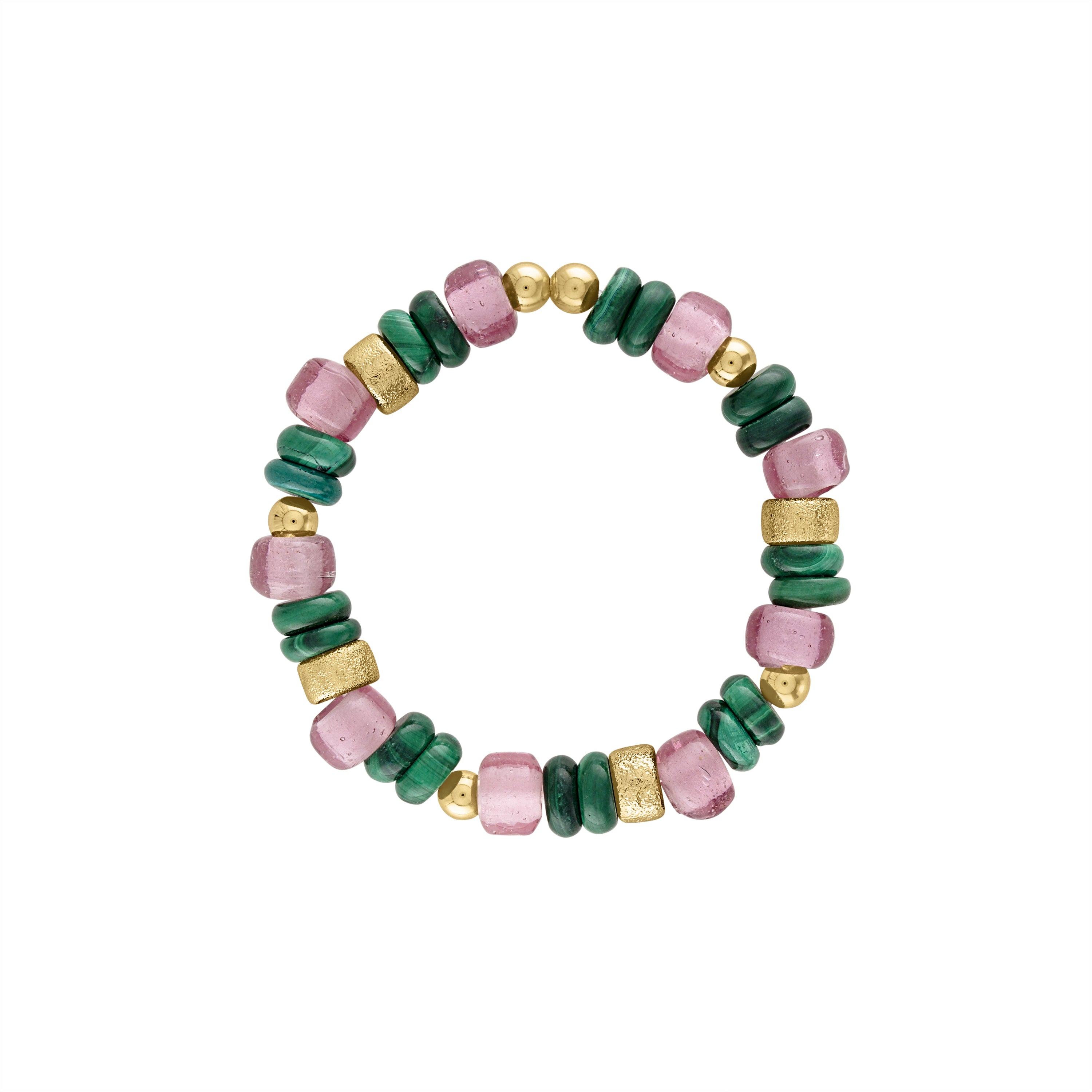 Malachite Mixed Glass Bead Bracelet | Olivia Le