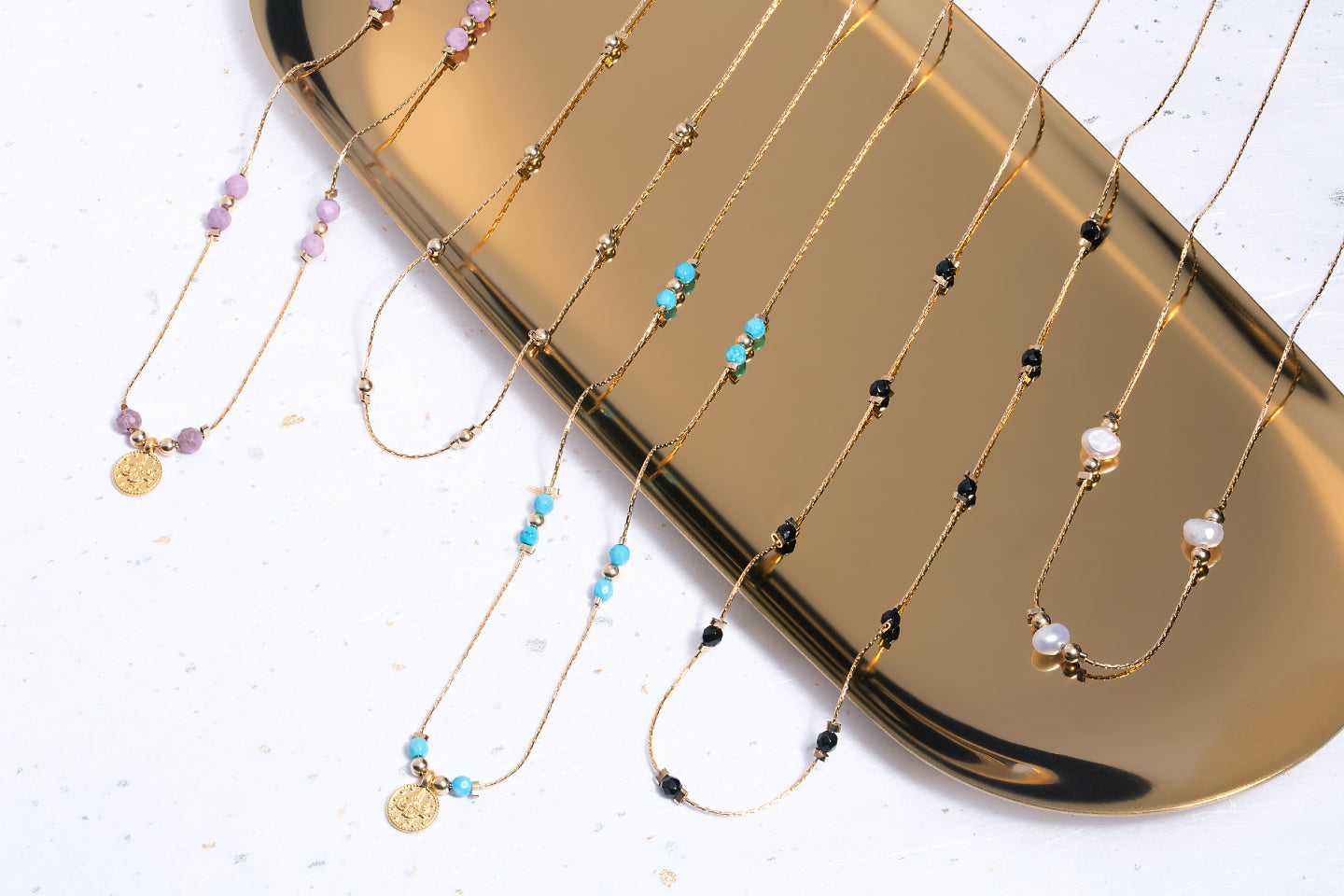 The Journey Collection by Olivia Le consist of anklets, bracelets, and necklaces