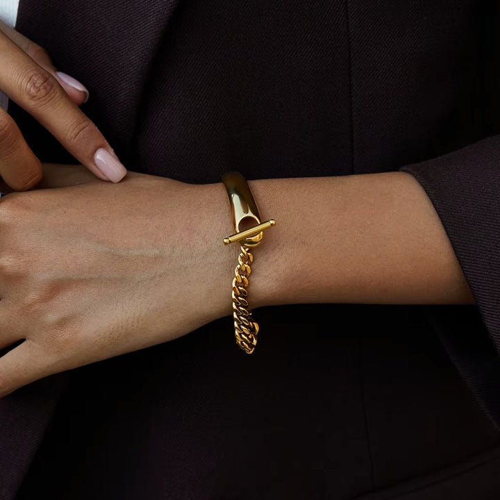 Gold Chain Cuff Bracelet