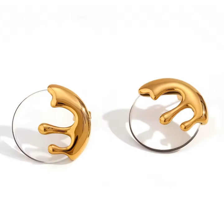 Gold Drip Disco Earring