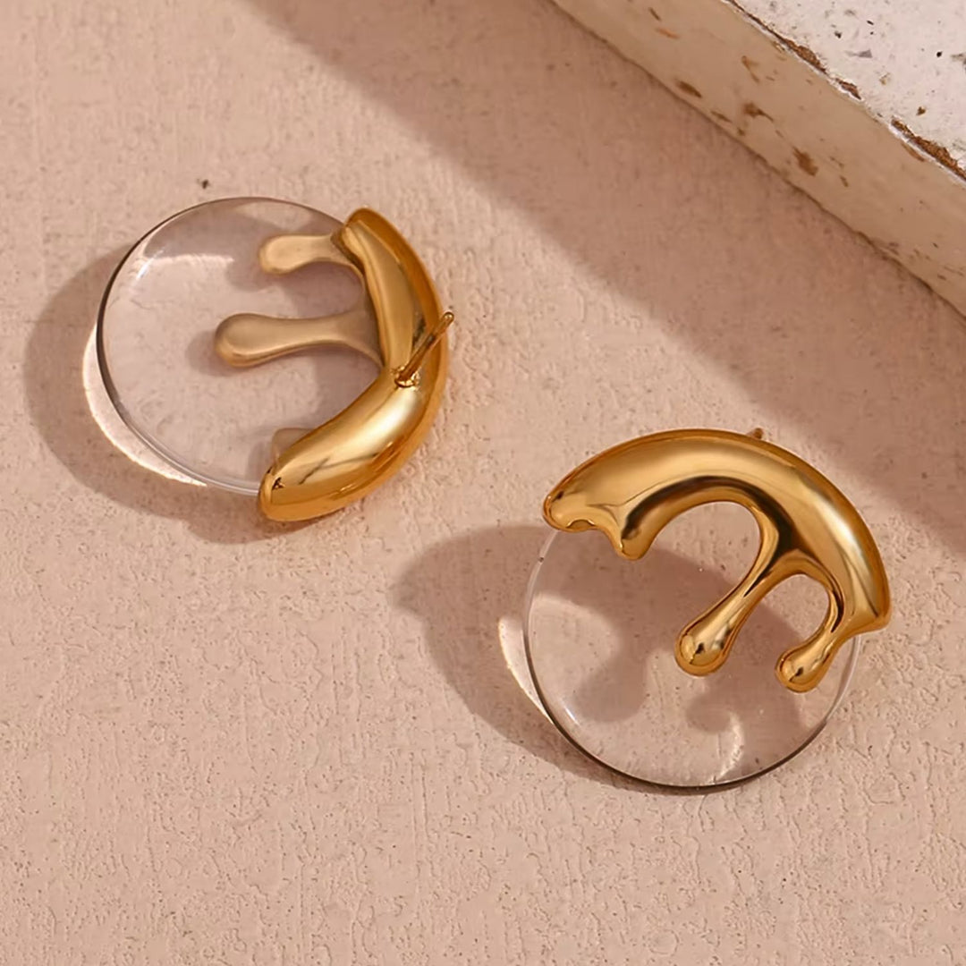 Gold Drip Disco Earring