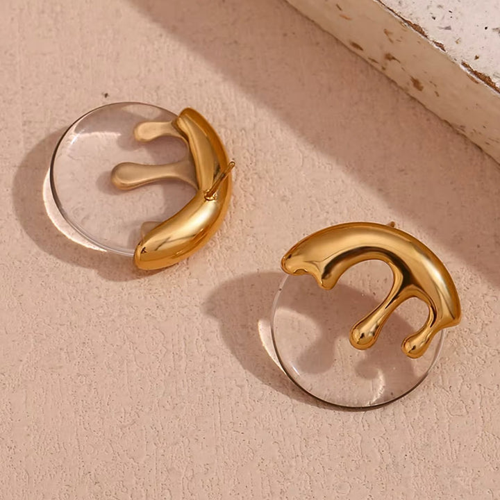 Gold Drip Disco Earring