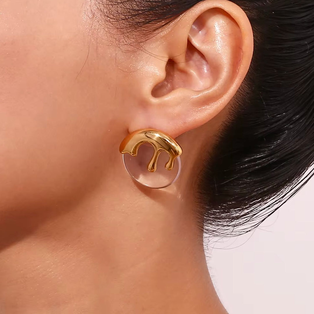 Gold Drip Disco Earring