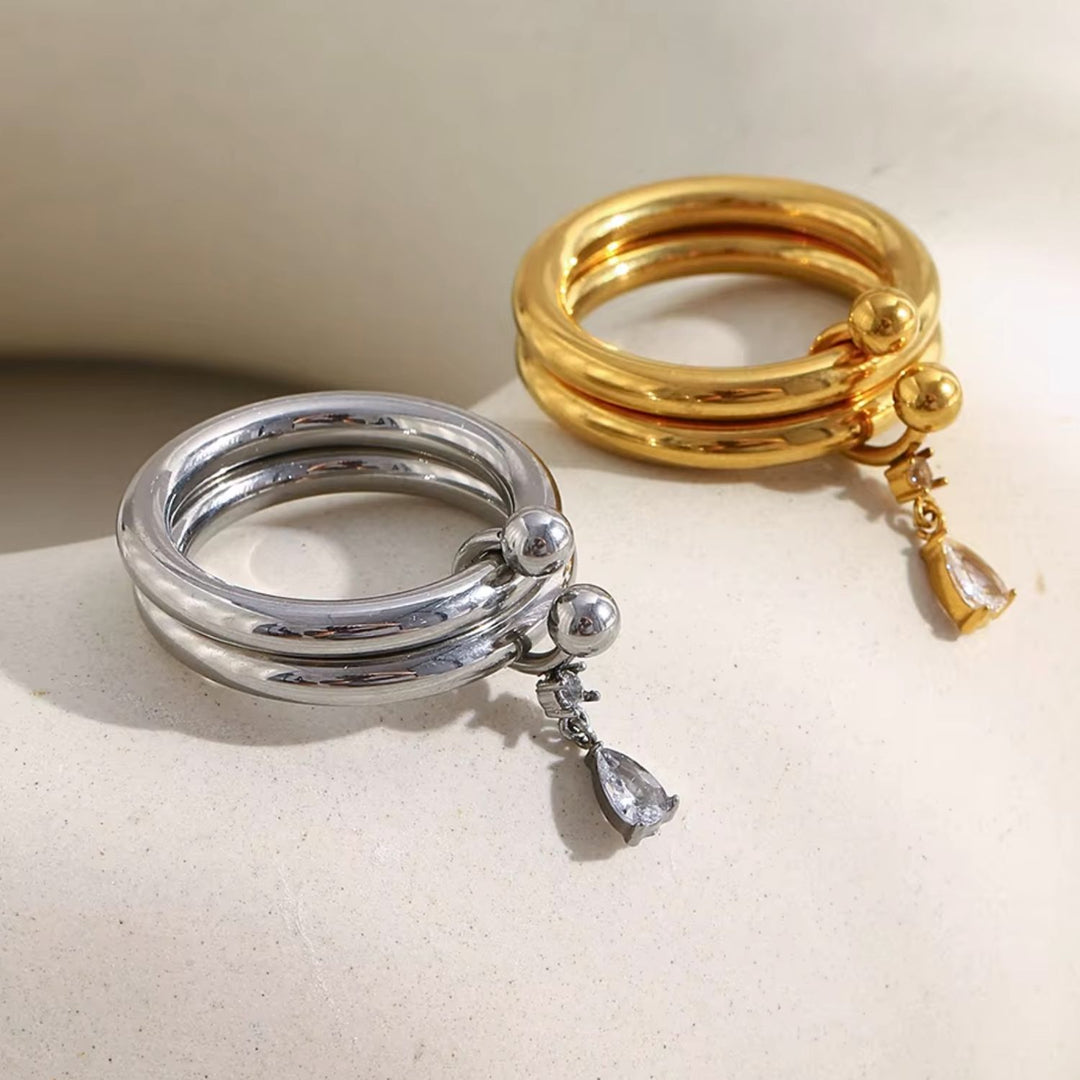 Stacked Layered Jewel Charm Ring