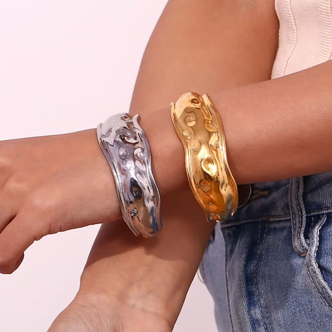 Jordana Hammered Wide Open Cuff Bracelet