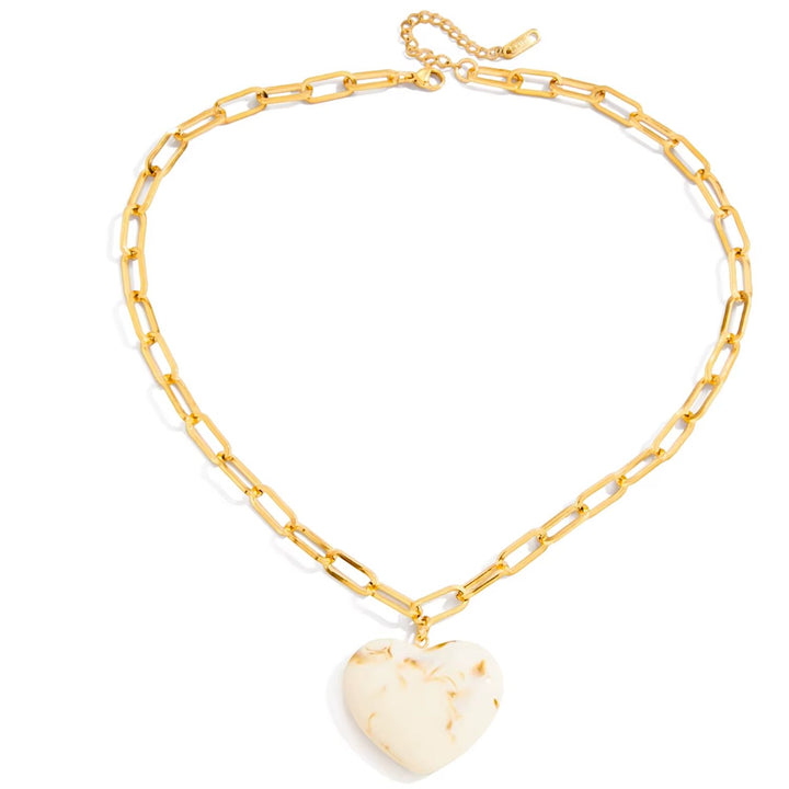Livy Paper Clip Heart Ivory Necklace