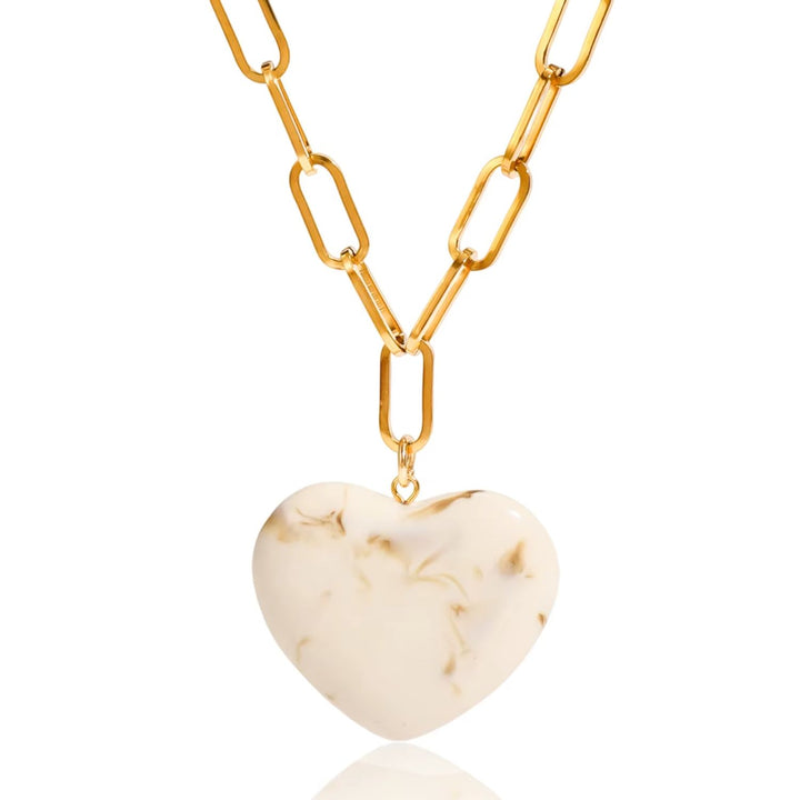 Livy Paper Clip Heart Ivory Necklace
