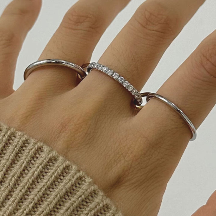 Pave Mixed Metal Stack Ring