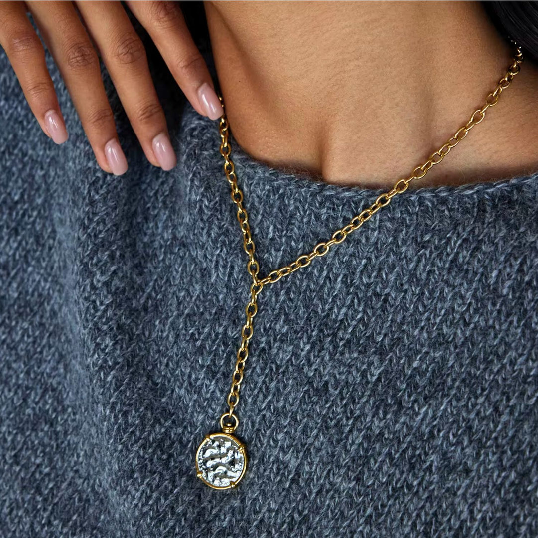 Reversible Coin Lariat Necklace