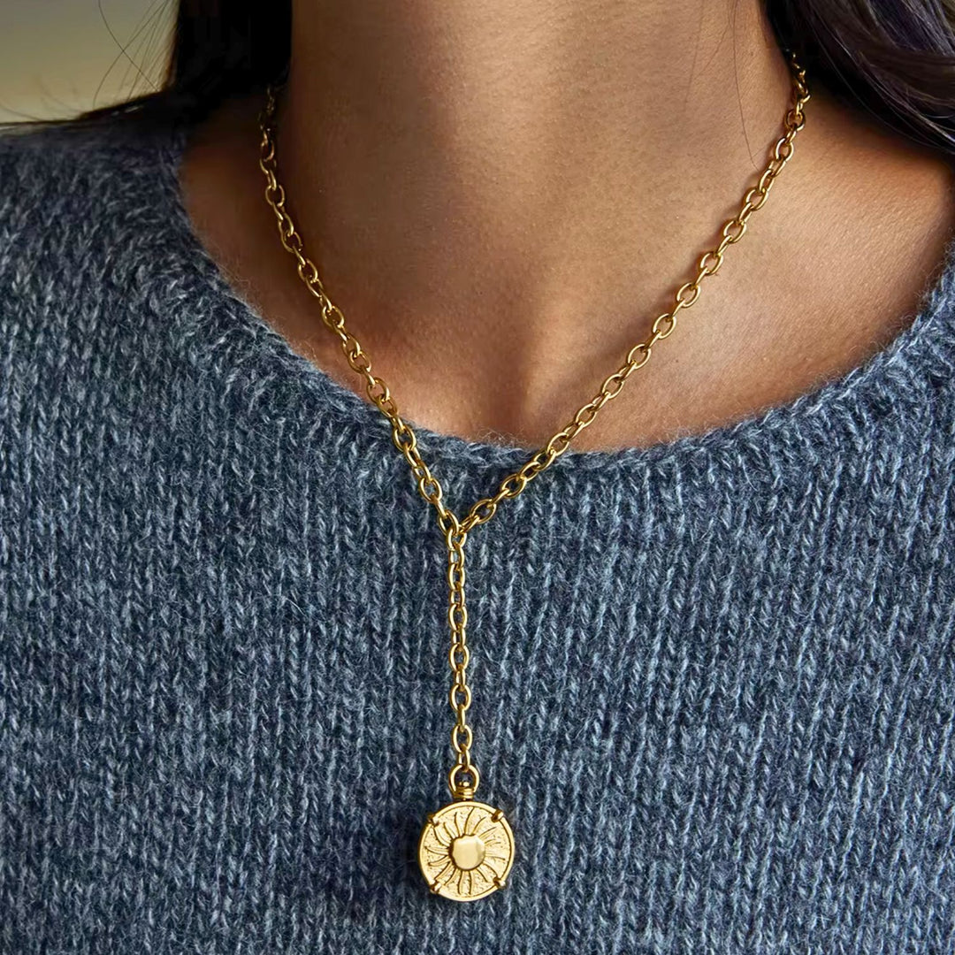 Reversible Coin Lariat Necklace