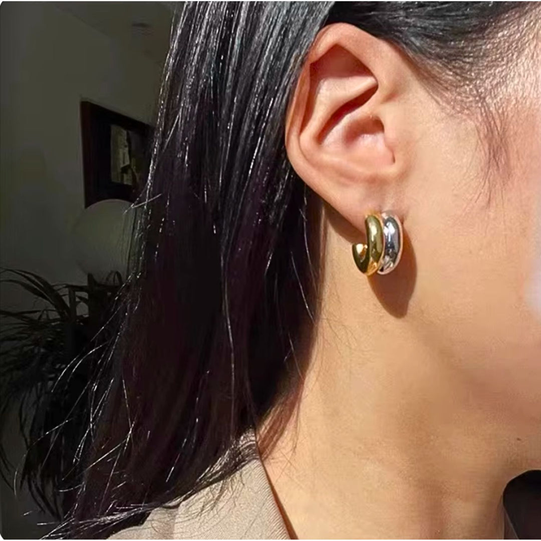 Santos Double Layered Huggie Earrings