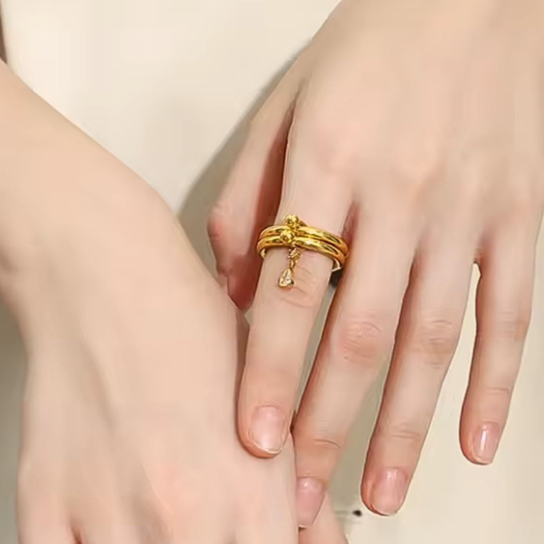 Stacked Layered Jewel Charm Ring