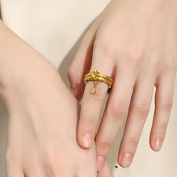 Stacked Layered Jewel Charm Ring