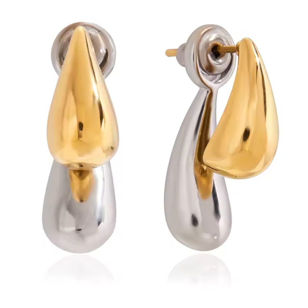 Two Tone Tear Drop Earrings