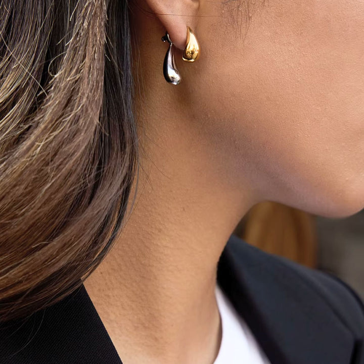 Two Tone Tear Drop Earrings