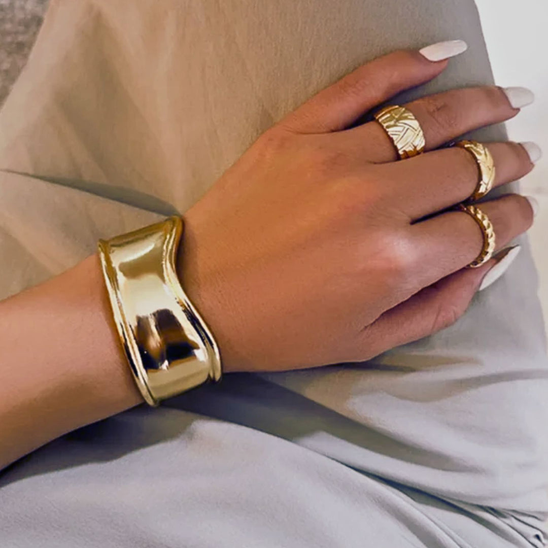 Abstract Gold Statement Cuff Bracelet