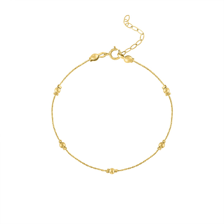 Olivia Le Journey Golden Beaded Bracelet handmade with 14K gold-filled chain and 14K gold-filled 3MM beads available in 6 inch length with 1 inch extender