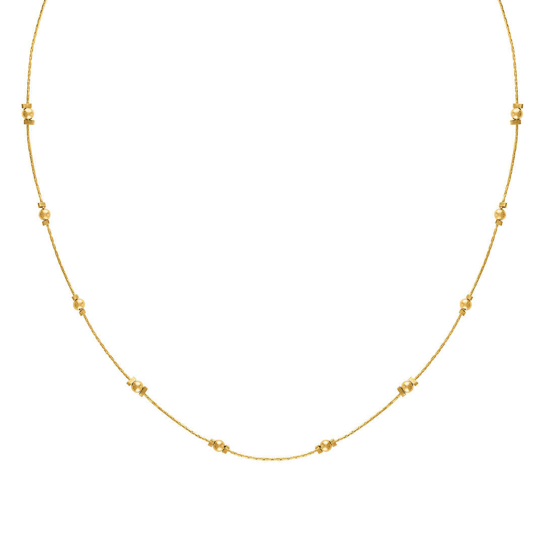 Olivia Le Journey Golden Beaded Necklace handmade with 14K gold-filled chain and 14K gold-filled 3MM beads available in 16 inch length