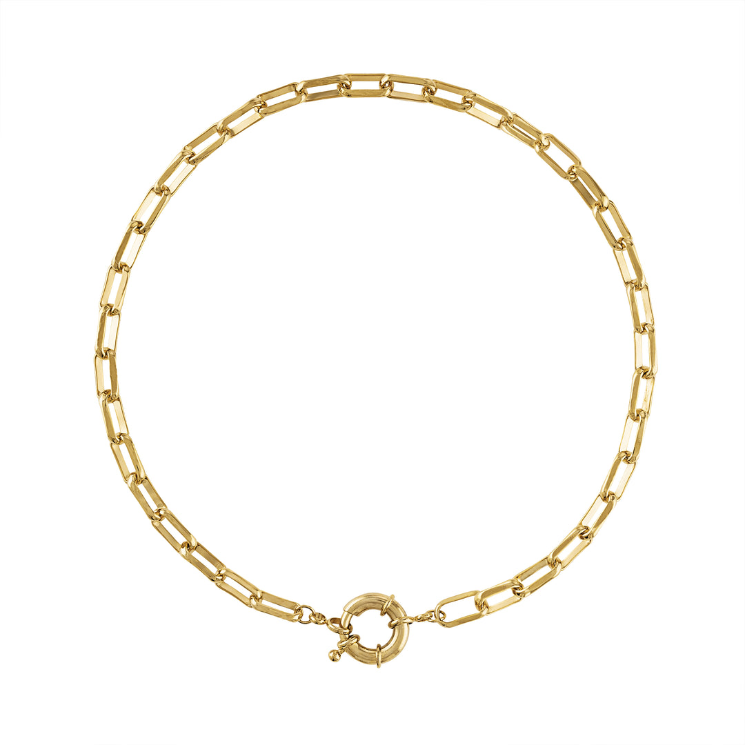 Olivia Le Linked Up Necklace handmade with 16K gold-plated brass and Nautical clasp  closure can be worn to the side or center available in 16 inch length