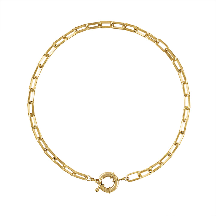 Olivia Le Linked Up Necklace handmade with 16K gold-plated brass and Nautical clasp  closure can be worn to the side or center available in 16 inch length
