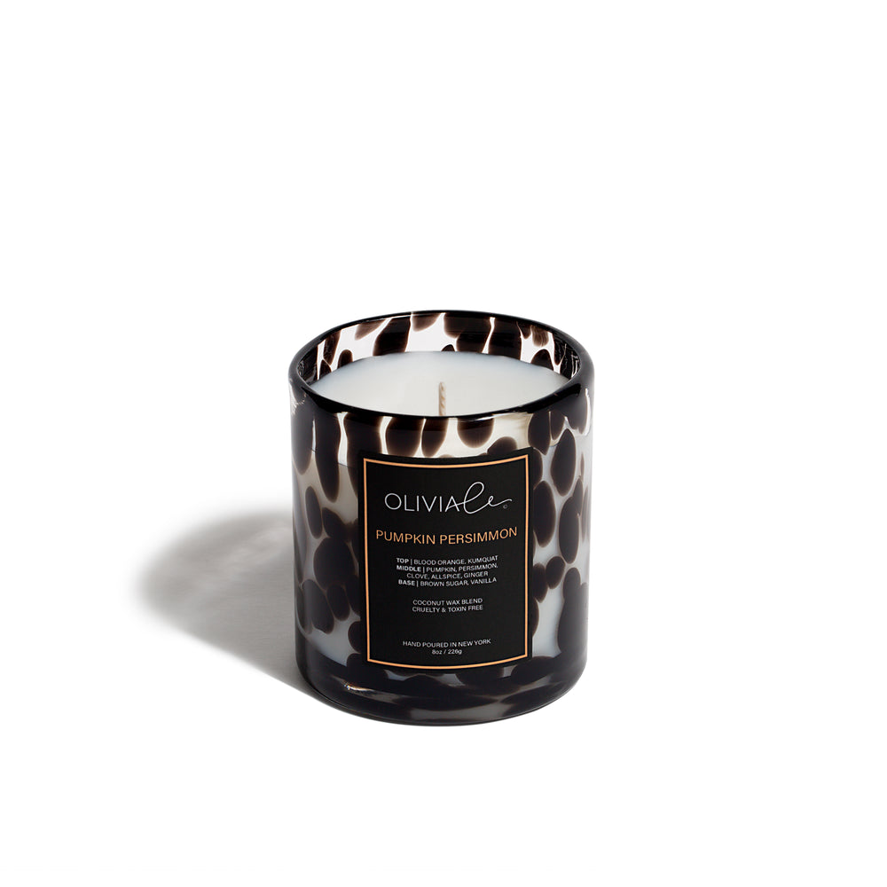 Olivia Le Pumpkin Persimmon Leopard candle 