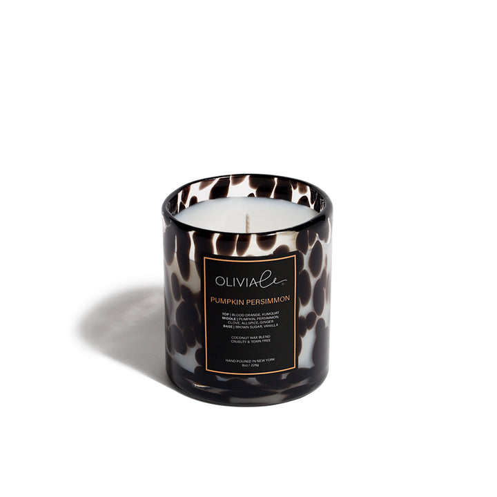 Olivia Le Pumpkin Persimmon Leopard candle 