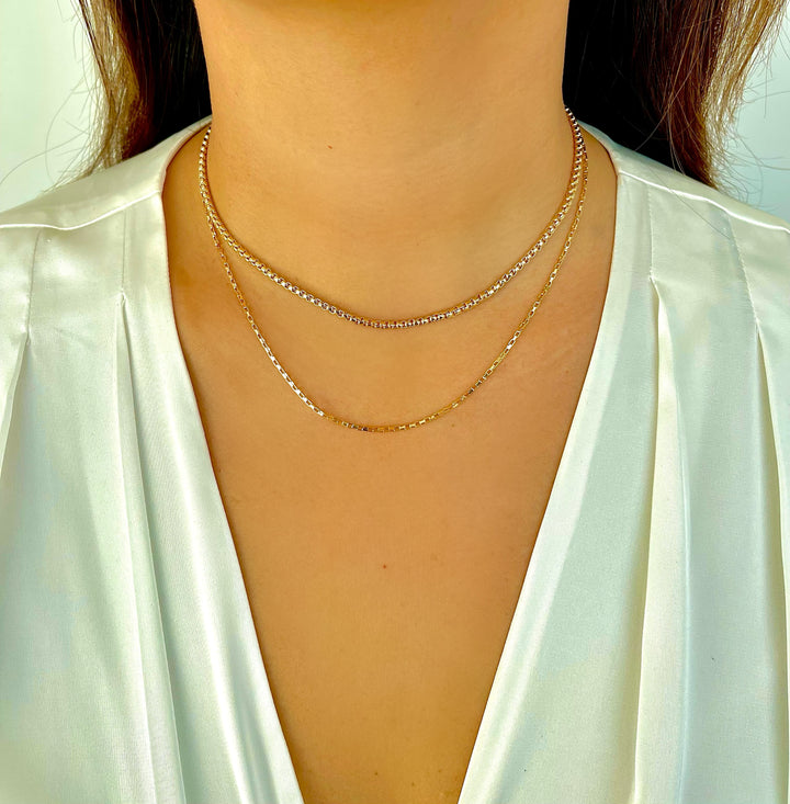 Roxy Diamond Cut Box Chain Necklace