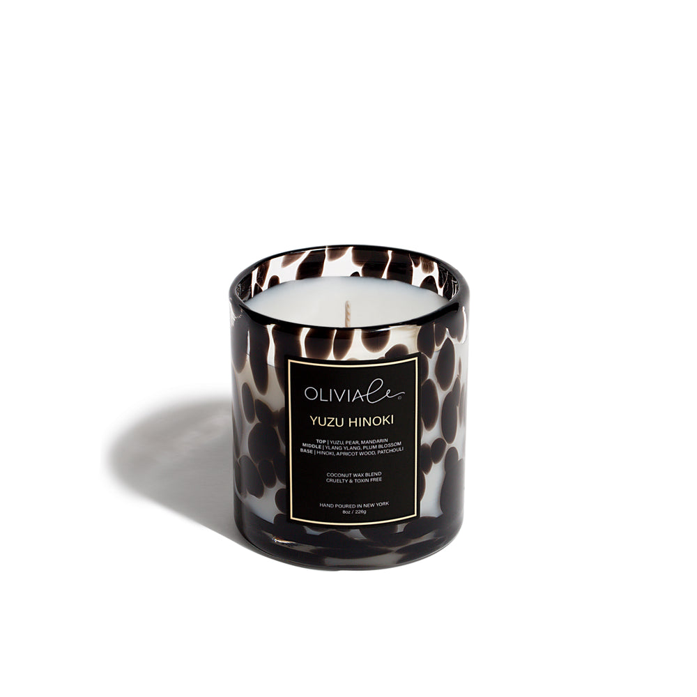 Olivia Le Yuzu Hinoki Leopard candle
